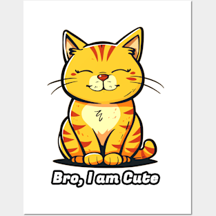 Bro Cute Yellow Cat Animal Sitting Posters and Art